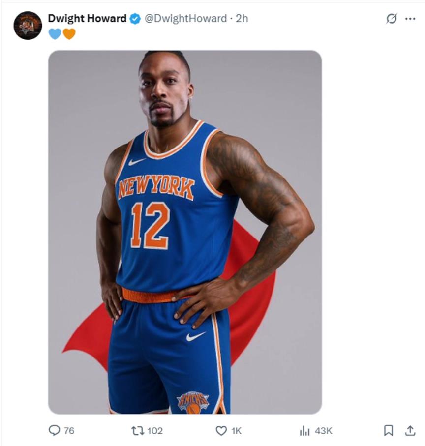 難道說？尼克斯步行者G4賽后 霍華德發(fā)推身披尼克斯戰(zhàn)袍